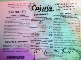 Cajun's Seafood Grill menu