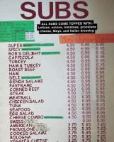 Bob's Sub Sandwich Shop menu