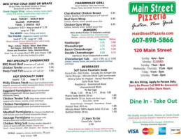 Main Street Pizzeria menu