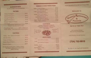 Venezia Pizzeria menu