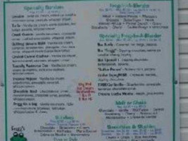 Frogg's Ice Cream menu