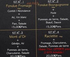 Le Chalet menu