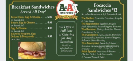 A A Fine Foods menu