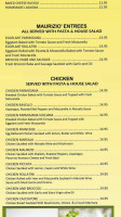 Maurizio's Pizzeria Inc menu