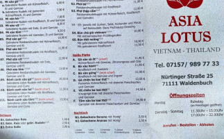 Asia Lotus menu