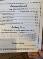 Sunshine Pizza menu