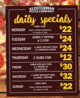 Klosterman Pizza Co menu