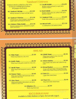 Shanti's Indian Cuisine menu