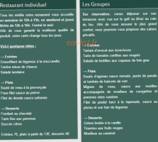 Golf de Rebetz menu