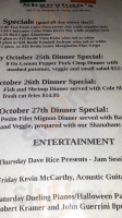 Shanahan's Food Spirits menu