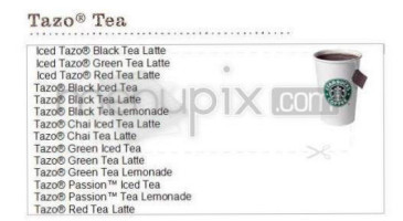 Starbucks Corporation menu