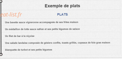 Entre Terre et mer menu