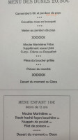 Cafe des Dunes menu