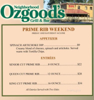 Ozgoods Neighborhood Grill menu