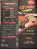 Katana Asian Fusion menu