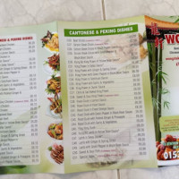 Wongs Chinese menu