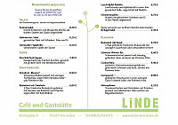 Linde Cafe Und Gaststaette menu