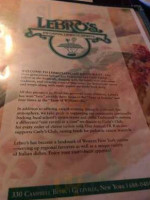 Lebro's Italian menu