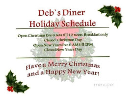 Debs Diner menu