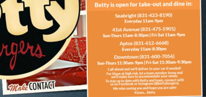 Betty's Burgers & Concrete Co. Noosa menu