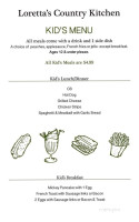 Loretta's Country Kitchen menu