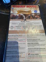 Wobbly Boots Roadhouse menu