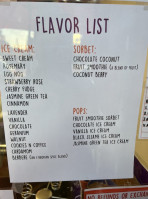 Tara's Organic Ice Cream menu