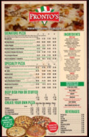 Pronto's menu