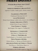 Portugese Fisherman menu