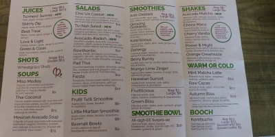 Rawthentic Eatery Courtenay menu