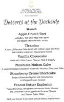 Clarks Landing Dockside Grill menu