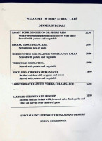 Main Street Cafe menu