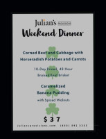 Julian's Provisions menu