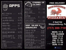 Red Rooster Pizzaria menu