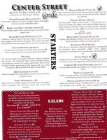 Center Street Grille menu