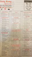 Hong Kong Restaurant menu