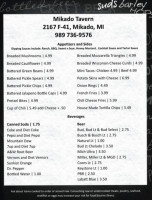 Mikado Tavern menu