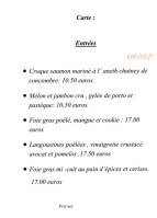 La Romanée menu