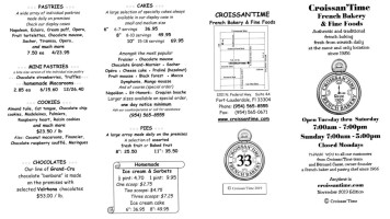 Croissan'time French Bakery menu