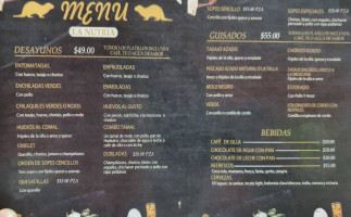 La Nutria Familiar menu