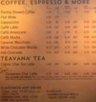 Starbucks Coffee menu