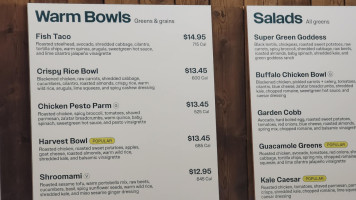 Sweetgreen. menu