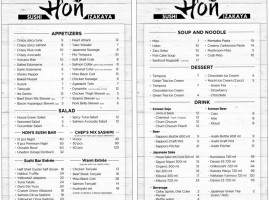 Sushi Hon menu