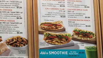 Tropical Smoothie Cafe menu