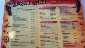 The Kickin' Crab menu