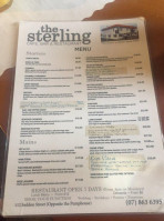 The Sterling menu