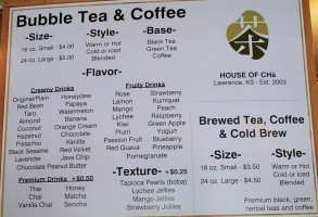 House Of Cha menu