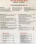 Mia Cafe menu