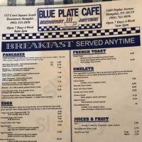 Blue Plate Cafe menu