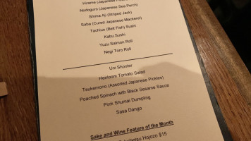 Yutaka Sushi Bistro menu